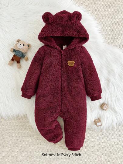 Cozy Pixies Baby Boy Cartoon Rabbit Ear Hooded Thickened Jumpsuit Fall Winter