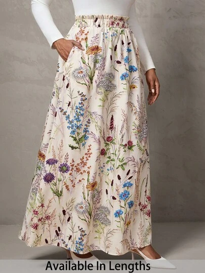 SHEIN Tall CURVE 大码花卉印花 A 字裙，Skirtboho 裙子