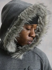 PAVTROS Áo nỉ có mũ trùm đầu thoải mái tay raglan họa tiết chữ cho nam, mùa thu/đông - Màu xám đen - Xem 7