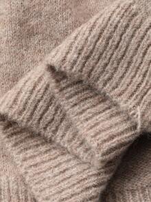 DAZY 3pcs Women Solid Color Minimalist Shawl Cardigan, Camisole, And Pants Knit Sweater Set - Khaki - View 8