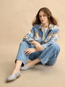 Rosivie Giày bệt khoét lỗ thêu dệt theo yêu cầu mới dành cho nữ, thời trang tối giản đa năng, phù hợp với mọi mùa và dịp, đi làm, đi nghỉ, phong cách Boho - Bạc - Xem 2
