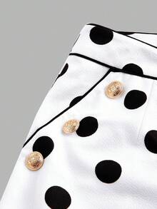 SHEIN Clasi Pantalones Cortos Impresos Para Mujer Con Lunares - Blanco y Negro - Ver 13