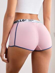 Quần lót nữ cạp cao xếp ly màu hồng tương phản thoải mái, phù hợp mặc hàng ngày, thể thao, tập thể dục - Hồng - Xem 1