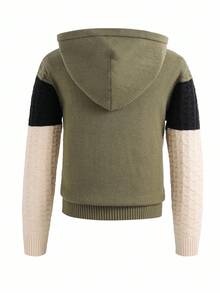 SHEIN Tween Jungen Sweatshirt im Jacquard-Kontrastdesign, erschwinglich für den ersten Schultag, kann mit Tween Jungenhemden, weißen Hosen, Tween Jungenjacken, einfarbigen T-Shirts, Cartoon-Shirts, grauen Hoodies, Tween Jungensweatshirts und Jeans kombiniert werden - Aprikosenfarben - Übersicht 4