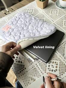 SHEIN 1 件韩国刺绣泡泡花笔记本电脑包，适用于 11/13/15 英寸平板电脑，超柔软舒适内套，学校电脑收纳包 - 彩色 - 查看 8