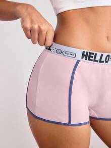 Quần lót nữ cạp cao xếp ly màu hồng tương phản thoải mái, phù hợp mặc hàng ngày, thể thao, tập thể dục - Hồng - Xem 5