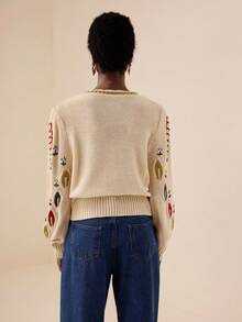 Lyxana Áo khoác cardigan ngắn thắt eo thêu cho nữ, nhiều màu - Nhiều màu - Xem 2
