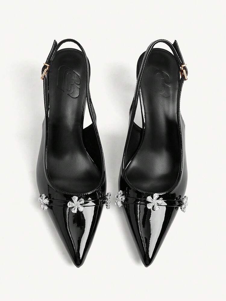 CUCCOO CHICEST Pointed Toe Stiletto High Heel Women Shoes, Sexy Fashion Party Date Outfit, Black Heart-Shaped Pointed Toe Transparent TPU Ladies High Heel Pumps