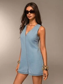 Avantive 夏季女士浪漫/舞会/正式/生日/90 年代服装/商务休闲女士/优雅/西部装/外出/时尚/休闲/Y2K 服装/俱乐部/办公室/鸡尾酒会/复古/紧身/狂欢服装节日/有趣/优雅/老钱/街头服饰/度假服装/乡村音乐会服装/工作服/端庄/春假/单身女郎服装/音乐会/坏人/基本款/毕业/ A 字/女牛仔服装/通勤仙女风格/牛仔连体裤 - 淺色水洗藍 - 查看 3