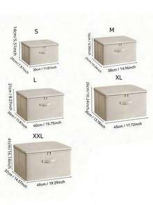 1pc Folding Storage Bin With Zipper And Handle, Beige Storage Box,Polyester Linen, Square, Lid Type,Solid And Tangible Multi-Purpose For Storing Clothing, Toys And Other Items, Upholstery, Bedroom Decor, Trim, Storage, Jeans