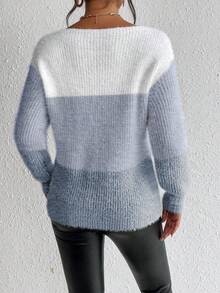 EMERY ROSE Casual Colorblock Drop Shoulder Sweater, Autumn/Winter - Multicolor - View 2
