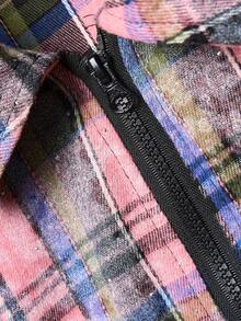 Manfinity Roghcode Men's Plaid Short Sleeve Shirt, Young Style - Multicolor - View 4