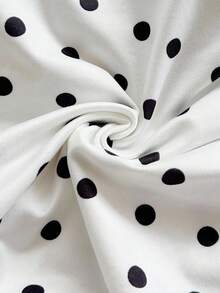 Soleia 女款 Y2K 波点印花褶饰不对称肩上衣 - 黑與白 - 查看 7