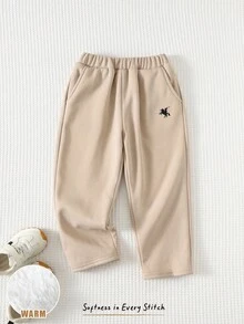 Cozy Pixies 3pcs Set: Young Boy Horse Pattern Elastic Waist Thermal Lined Pants Warm Sweatpants Young Boys Young Boys Sweatpants Thermal Lined Sweatpants Young Boys Sweatpants Khaki Pants For Young Boys Winter Sweatpants Boy Sweatpants Set Pants Cute Pants Khaki For Young Boys - Khaki - View 3