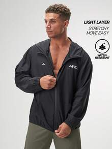 ARC Activewear 全拉链毛衣夹克 高性能上衣 健身房运动长袖运动服 - 黑色 - 查看 3