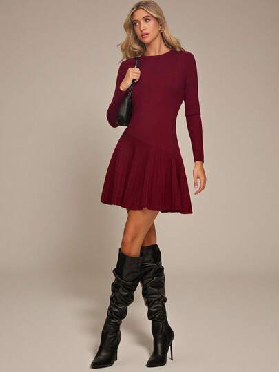 Enchnt Abito in maglia di colore unito elegante da donna, autunno/inverno