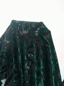 SHEIN Clasi Camiseta de mujer de terciopelo verde con efecto quemado, elegante y de alta gama, que afina la cintura, adecuada para uso diario y múltiples ocasiones, otoño - Verde - Ver 7