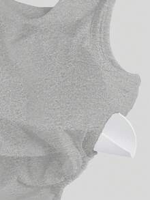 SHEIN Unity 带胸垫的休闲纯色修身背心 - 灰色 - 查看 5