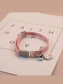 Zazumi 宠物项圈，适用于猫和中小型犬，带有可爱的猫脸和爪印图案，带铃铛设计 - 彩色 - 查看 8