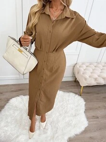 SHEIN LUNE Váy sơ mi dài tay cài nút thường ngày cho nữ Váy cài nút Váy nâu Váy có cổ cho nữ Váy màu rám nắng Váy dài tay cho nữ Váy màu be Váy cài nút cho nữ Trang phục màu rám nắng cho nữ Quần áo mùa thu cho nữ Váy cho nữ Quần áo mùa đông cho nữ Váy mùa thu cho nữ Váy cho nữ Trang phục công sở thanh lịch thường ngày cho phụ nữ Váy mùa đông cho nữ - Màu Khaki - Xem 6