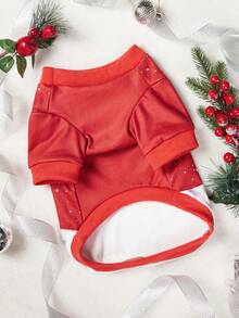 PETSIN Áo nỉ in hình người tuyết dễ thương dành cho thú cưng dịp Giáng sinh - Nhiều màu - Xem 2