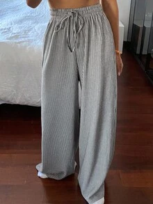 DAZY Women's Loose Fit Striped Pajama Bottoms Fall,Winter - Grey - View 4