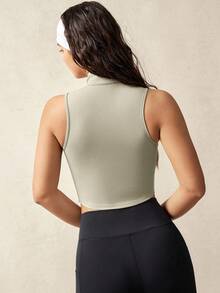 VARSIVA 女式休闲纯色立领运动背心 - 淺灰色 - 查看 8