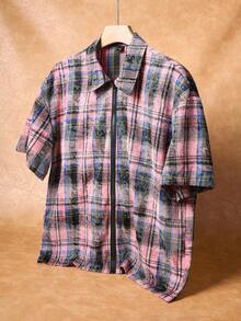 Manfinity Roghcode Men's Plaid Short Sleeve Shirt, Young Style - Multicolor - View 1