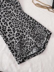 Sparklyn Teen Girls' Leopard Print Tie Waist Wide Leg Loose Casual Pants Fall Winter