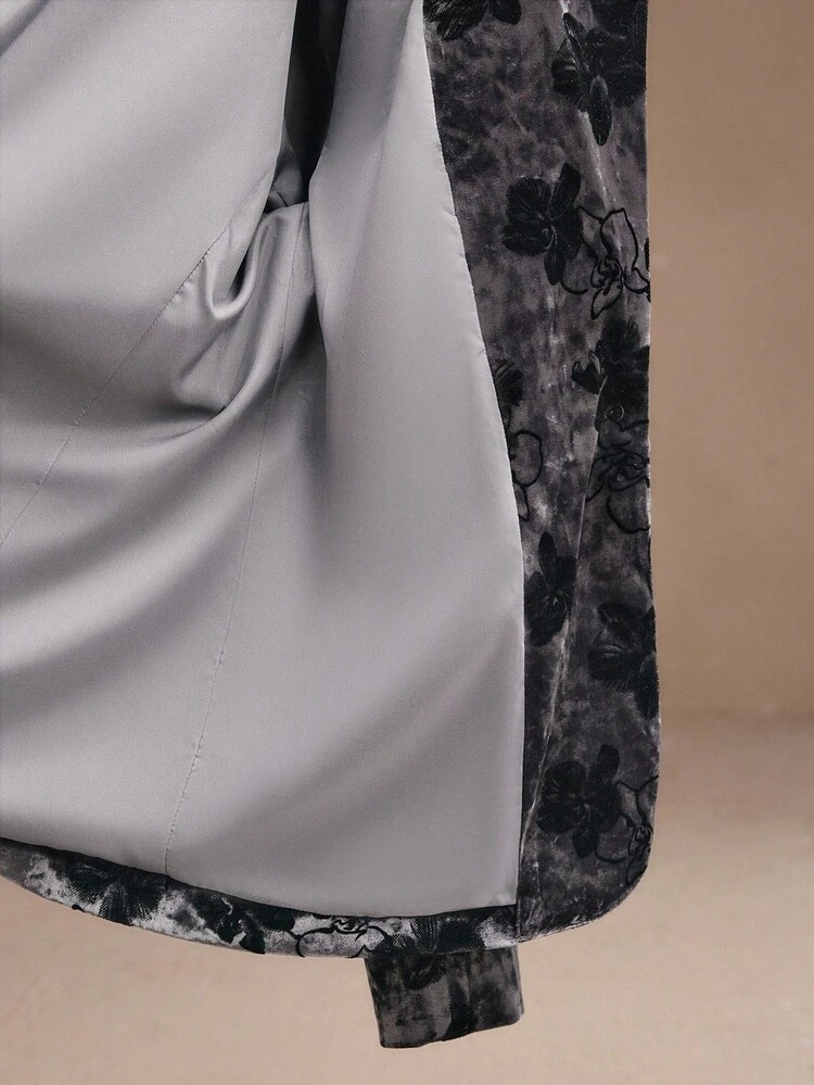 New Autumn/Winter Elegant Chic Velvet Jacquard Women's Blazer Jacket, Suitable For Casual, Christmas, New Year