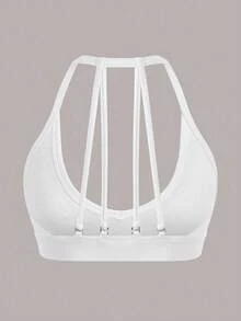 SHEIN Cheerettes 3 piezas Sujetador deportivo unicolor con abertura de espalda abierta - Multicolor - Ver 8