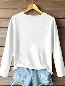 EMERY ROSE Áo thun cổ tròn tay dài in hình chó vá cổ điển, thích hợp mặc hàng ngày vào mùa thu - Nhiều màu - Xem 2