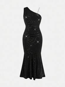 Tween Girls Elegant Sequin Embellished Snug Fit Mermaid Dress, Black, Suitable For Parties And Christmas - Black - View 6