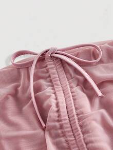 SHEIN MOD Pantalones acampanados con cordón y diseño de cinta, rosa loto - Rosa vieja - Ver 3