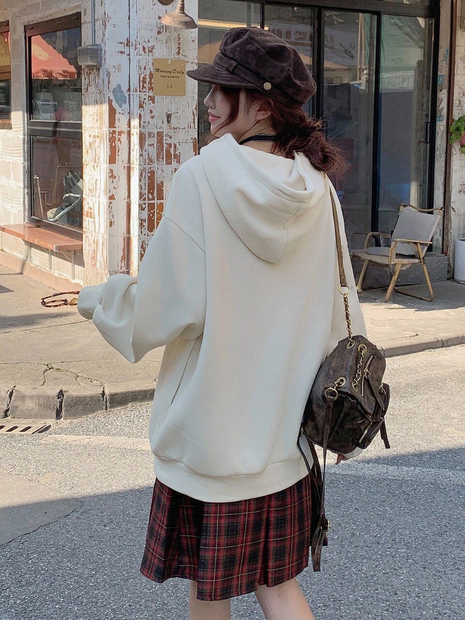 Women's Casual Solid Color Loose Fit Hoodie Sweatshirt, Autumn Thermal Lined,Winter