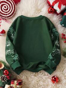 SCOOBY-DOO X SHEIN 小男孩圣诞狗印花圆领休闲运动衫，秋季 - 彩色 - 查看 2