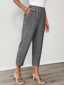 EMERY ROSE Pantalones casuales de unicolor para mujer - Gris Oscuro - Ver 7