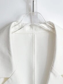 Franclia Women's Spring/Summer French V-Neck Precision Bow Buttoned Sleeveless Design Waisted A-Line White Blazer - White - View 5