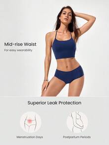 GLOWMODE 1 条装 自信经期网眼速干防漏吸水中腰三角裤内裤月经期产后日常活动休闲工作服