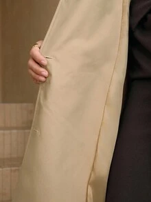 Arave Women's A-Line Silhouette With Raglan Shoulders, Apricot-Colored British Style, Large Lapel, Double-Breasted, Long Belt Design, Daily Commuting Trench Coat Fall Clothes For Women