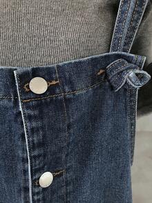 FRIFUL Women's Pocket Design Button Front Casual Wide Leg Jumpsuit Overalls - Blue - View 6