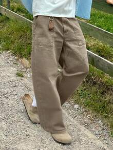 DAZY Men's Solid Khaki Denim Jeans, Autumn - Khaki - View 3