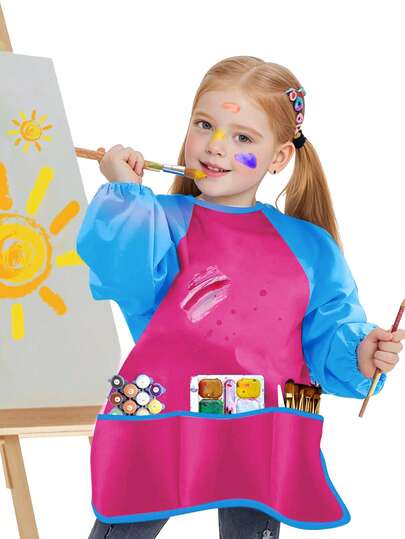 Painting Waterproof Apron M Size Anti-Wear Smock Long-Sleeved Painting Clothes Painting Dinner Bib Art Supplies Christmas Gift Easter Gift