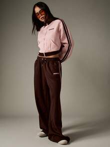 MISSGUIDED Zip Through Sweatshirt With Contrast Stripes And Ribbed Cuffs For Casual Everyday Wear - Pink - View 4