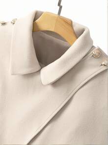 Franclia Manteau enveloppant élégant grande taille avec ceinture à nœud et boucle métallique, ensemble 2 pièces, manteau beige automne/hiver, manteau crème, manteau cape, manteau femme, manteau élégant - Nude - Voir 3