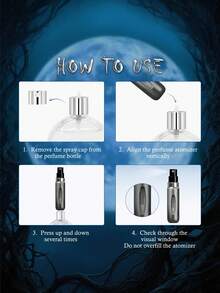 Corpse Bride X SHEIN 5ml/0.2oz 深灰色可再填充香水雾化器喷雾瓶，底部填充自泵式可重复使用香水瓶，迷你便携式化妆品瓶液体填充瓶，带可见窗口，便于旅行和乘飞机，蝴蝶 - 黑色 - 查看 5