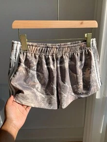 Comfortcana 女式树枝印花针织拼布宽松短裤 - 彩色 - 查看 5