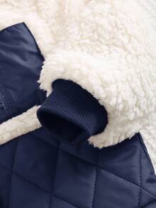 Cozy Pixies 男婴撞色连帽保暖内衬开衫，休闲百搭 - 藏蓝色 - 查看 5