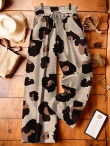 EMERY ROSE Plus Size Casual Leopard Print Pants, Suitable For Summer Bottoms Suitable For Going Out - Multicolor - View 8