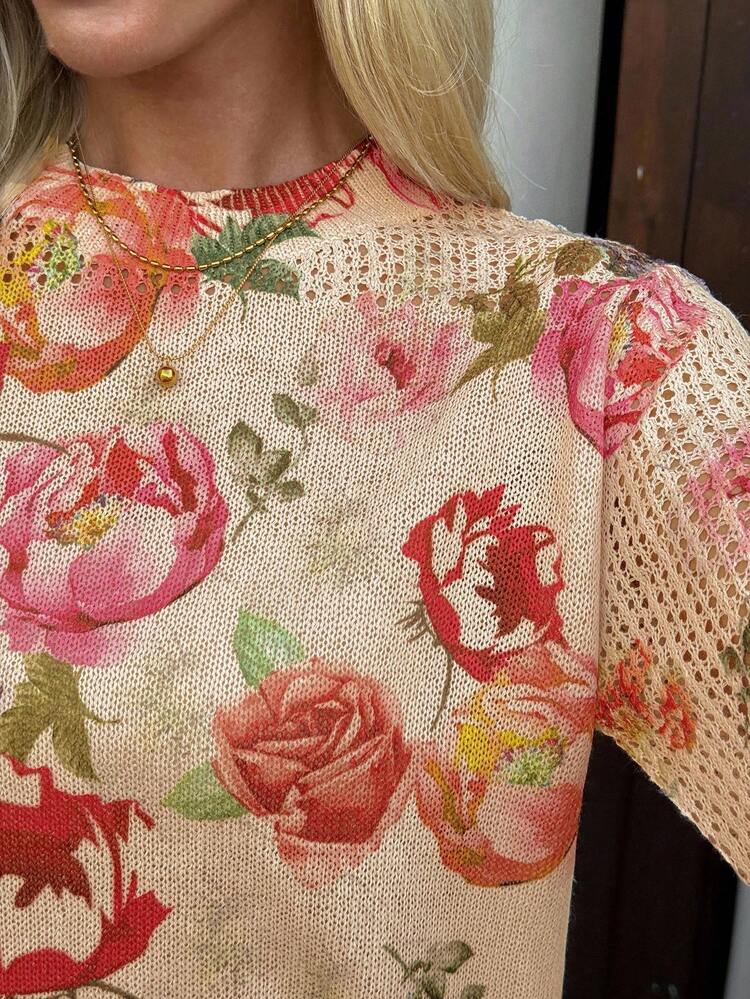 新作 ヴィンテージアーティスティック タイダイ柄 ラウンドネック ライトウェイト シフォンセーター レディース 春夏